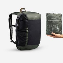 Plecak Forclaz Travel składany 25 l wodoodporny. Szare plecaki damskie FORCLAZ, bez wzorów, z materiału. Za 99.99 zł.