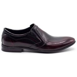 Lukas Buty męskie wizytowe wsuwane 284 wiśnia czerwone. Czerwone buty wizytowe męskie z jeansu, bez zapięcia. Za 367.89 zł.