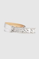 GUESS Srebrny pasek damski. Szare paski damskie Guess, z aplikacjami. W wyprzedaży za 149.99 zł.