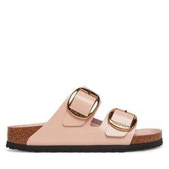 Damskie sandały duże klamry Arizona Big Buckle. Brązowe sandały damskie Birkenstock, bez wzorów, ze skóry, bez obcasa. Za 657.00 zł.