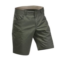 Spodenki turystyczne męskie Quechua NH500 regular. Niebieskie szorty męskie QUECHUA, z bawełny, bez kołnierzyka. Za 89.99 zł.