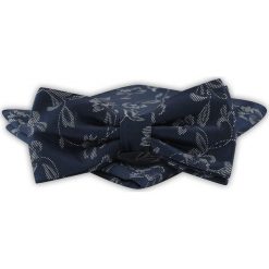 Mucha Męska z Poszetką - Alties - Granat w Kwiatowy Nadruk. Niebieskie krawaty i muchy męskie Alties, bez wzorów, eleganckie. Za 54.00 zł.
