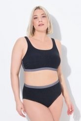 Damskie Bikini faktura miękkie miseczki regulowane ramiączka. Czarne bikini damskie Ulla Popken, bez wzorów, plus size. Za 211.99 zł.