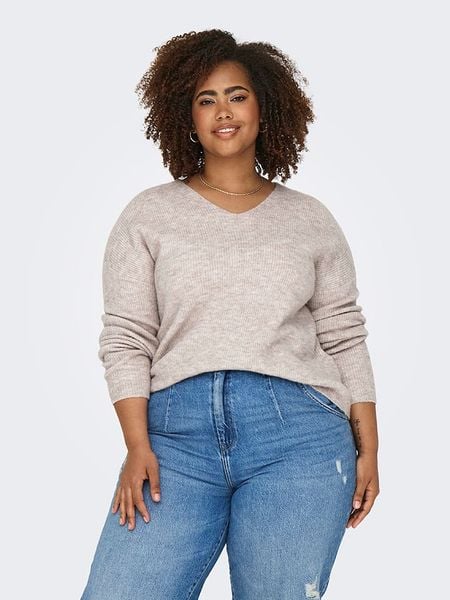 ONLY Carmakoma Sweter w kolorze jasnoróżowo-kremowym rozmiar: M-46/48. Brązowe swetry klasyczne damskie Only Carmakoma, m, bez kołnierzyka. Za 78.47 zł.