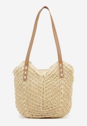 Beżowa Torebka na Ramię z Plecionki w Stylu Boho Liramirae. Brązowe shopper bag damskie Born2be, bez wzorów, na ramię, bez dodatków. Za 79.99 zł.