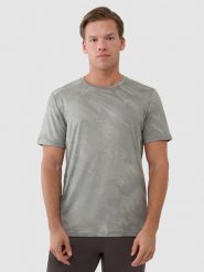 4F Koszulka treningowa regular szybkoschnąca męska - khaki M. Brązowe t-shirty sportowe męskie 4f, m, z dzianiny, bez ramiączek, na fitness i siłownię. W wyprzedaży za 119.99 zł.