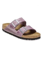 Birkenstock Skórzane klapki "Arizona" w kolorze lawendowym rozmiar: 39. Różowe klapki damskie Birkenstock, bez wzorów, bez obcasa. Za 440.28 zł.