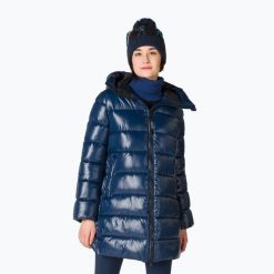 Płaszcz puchowy damski Rossignol Shiny Parka. Niebieskie płaszcze damskie Rossignol, l, bez wzorów, z materiału, eleganckie. Za 629.99 zł.