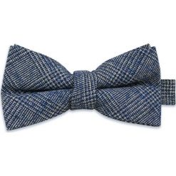 Szaro-Niebieska Mucha -EM Men's Accessories- Męska, w Kratkę, Bawełniana. Niebieskie krawaty i muchy męskie Em men's accessories, bez wzorów, z bawełny, eleganckie. Za 59.99 zł.
