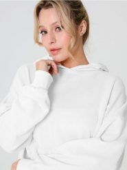 Bluza hoodie z kieszenią - kremowy. Białe bluzy bez kaptura damskie Sinsay, l, z dzianiny. W wyprzedaży za 22.99 zł.