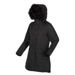 Parka damska z kapturem Regatta Sabinka. Czarne parki damskie Regatta, na zimę, bez wzorów, z futra. Za 348.00 zł.