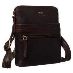 Miejska listonoszka męska ze skóry naturalnej w brązowym kolorze, zamykana suwakiem Peterson PTN 1901-OPU. Brązowe saszetki męskie Peterson, ze skóry. Za 139.99 zł.