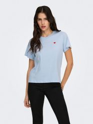 JDY Koszulka "Pisa" w kolorze błękitnym rozmiar: L. Niebieskie bluzki damskie JDY, l, bez wzorów, z bawełny, bez kołnierzyka, bez ramiączek. Za 61.60 zł.