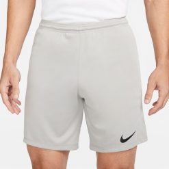 Spodenki Piłkarskie Męskie Nike Dry Park III. Szare szorty męskie Nike, bez kołnierzyka. Za 79.99 zł.