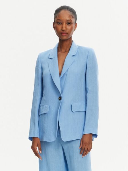 Marella Marynarka Orata 2515041082 Błękitny Regular Fit. Niebieskie marynarki i żakiety damskie Marella, bez wzorów, ze lnu. Za 719.99 zł.