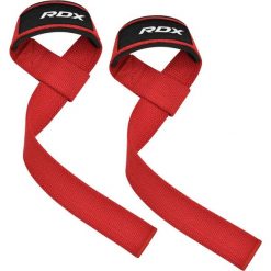 Paski do podnoszenia ciężarów RDX W1 Weight Training Wrist Straps. Czerwone paski damskie RDX SPORTS, bez wzorów, sportowe. Za 49.99 zł.