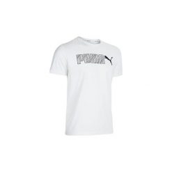 Koszulka krótki rękaw Gym & Pilates Logo męska. Białe t-shirty sportowe męskie Puma, l, z bawełny, bez ramiączek, na jogę i pilates. Za 44.99 zł.