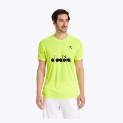 Koszulka męska tenisowa DIADORA T-SHIRT TEAM. Żółte t-shirty męskie Diadora, m, bez wzorów, bez kołnierzyka. Za 49.99 zł.