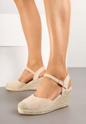 Beżowe Sandały Espadryle na Koturnie z Plecionką Ilalitia. Brązowe sandały damskie Born2be, bez wzorów, bez obcasa, na koturnie. Za 84.99 zł.
