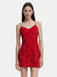 Desigual Sukienka koktajlowa Tigris 25SWVW85 Czerwony Slim Fit. Czerwone sukienki damskie Desigual, xl, bez wzorów, z bawełny, wizytowe, bez kołnierzyka, bez ramiączek. Za 229.99 zł.