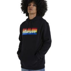 Bluza sportowa męska Ellesse Amora. Czarne bluzy bez kaptura męskie Ellesse, bez wzorów, z bawełny, sportowe, bez kołnierzyka, bez ramiączek. Za 155.00 zł.