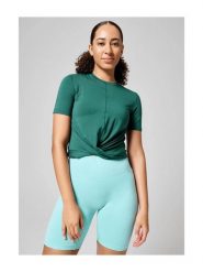 Koszulka Casall Delight Short Wrap Tee 40. Zielone bluzki sportowe damskie Casall, l, z lyocellu, bez kołnierzyka, bez ramiączek. Za 199.00 zł.