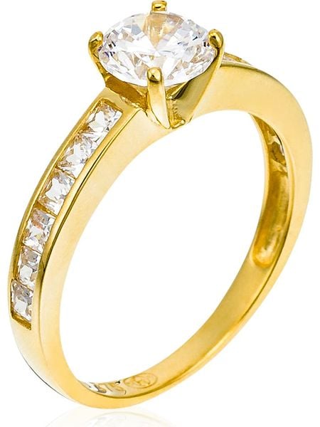 OR ÉCLAT Złoty pierścionek "Brilliant" z cyrkoniami rozmiar: 58. Żółte pierścionki damskie Or Éclat, z cyrkonią, złote. Za 1,087.99 zł.