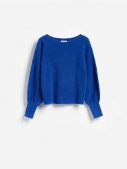 Sweter z dodatkiem wełny - niebieski. Niebieskie swetry klasyczne damskie Reserved, l, z dzianiny, bez kołnierzyka. Za 129.99 zł.