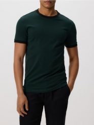 Bawełniany t-shirt slim fit - ciemnozielony. Zielone t-shirty męskie Reserved, l, bez wzorów, z bawełny, bez kołnierzyka. Za 49.99 zł.