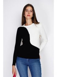 William de Faye Sweter w kolorze czarno-białym rozmiar: 36. Białe swetry klasyczne damskie William De Faye, z kaszmiru, bez kołnierzyka. Za 109.00 zł.