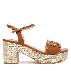 Sandały Liu Jo. Brązowe sandały damskie Liu Jo, bez wzorów, bez obcasa, na słupku. Za 559.99 zł.