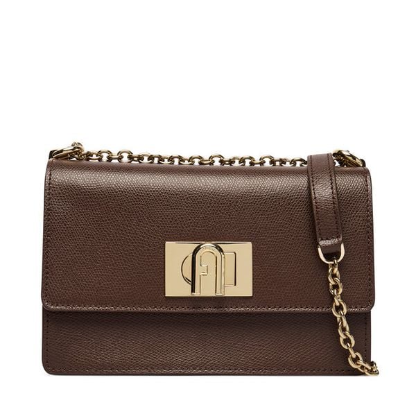 Torebka Furla. Brązowe torebki wieczorowe Furla, bez wzorów, wizytowe, bez kołnierzyka, bez ramiączek. Za 1,559.00 zł.