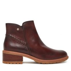 Botki Pikolinos. Brązowe botki damskie Pikolinos, bez obcasa, na słupku, bez zapięcia. Za 579.99 zł.