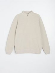 Bluza half-zip ze stójką - kremowy. Białe bluzy bez kaptura męskie Sinsay, l. Za 69.99 zł.