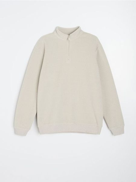 Bluza half-zip ze stójką - kremowy. Białe bluzy bez kaptura męskie Sinsay, l. Za 69.99 zł.