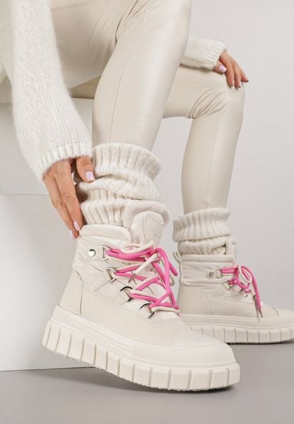 Beżowe Śniegowce Vices na Platformie z Tłoczeniem Anorrise. Brązowe śniegowce damskie Renee, z jeansu. Za 99.99 zł.