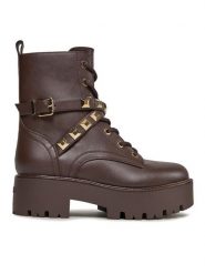 Guess Trapery Vaida FL8VDA Brązowy. Brązowe trapery damskie Guess, ze skóry, bez obcasa. Za 759.99 zł.