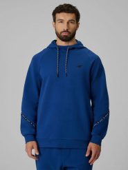 4F Bluza dresowa regular z kapturem męska - granatowa 3XL. Niebieskie bluzy z kapturem męskie 4f, m, z dresówki. Za 199.99 zł.