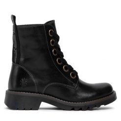 Botki Fly London. Czarne botki damskie Fly London, bez obcasa, na płaskiej podeszwie, bez zapięcia. Za 549.99 zł.