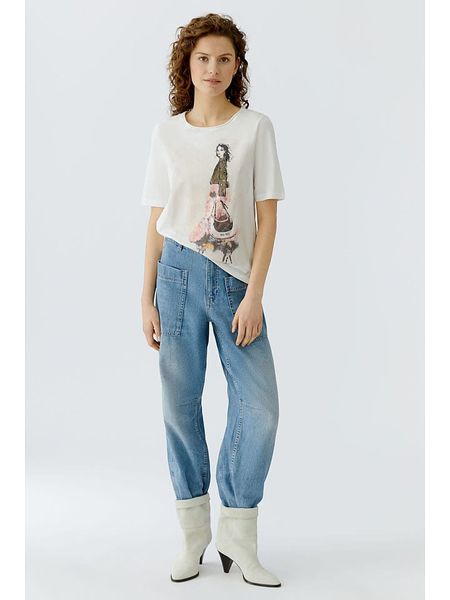 Oui Koszulka w kolorze białym rozmiar: 44. Białe bluzki damskie Oui, bez wzorów, z bawełny, bez kołnierzyka, bez ramiączek. Za 141.85 zł.