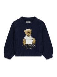 Guess Sweter K6BR07 Z1285 Granatowy Regular Fit. Niebieskie swetry dziewczęce Guess, z aplikacjami, bez kołnierzyka. Za 214.99 zł.
