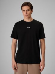 4F T-shirt regular gładki męski 4F x Robert Lewandowski - czarne M. Czarne t-shirty męskie 4f, m, bez wzorów, z bawełny, bez kołnierzyka. Za 99.99 zł.