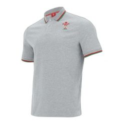 Bawełniana koszulka polo z pique Pays de galles rugby 2020/21. Szare koszulki polo męskie Macron, xl, bez wzorów, z bawełny, bez ramiączek. Za 195.50 zł.