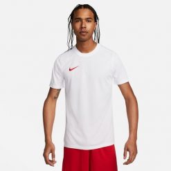 Koszulka treningowa męska Nike Park Vii. Białe t-shirty sportowe męskie Nike, m, bez ramiączek, do piłki nożnej. Za 139.99 zł.