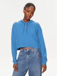 Tommy Jeans Bluza Herritage UW0UW05153 Niebieski Regular Fit. Niebieskie bluzy bez kaptura damskie Tommy Jeans, l, z bawełny. Za 329.99 zł.