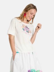 LIEBLINGSSTÜCK Koszulka "Diane" w kolorze białym ze wzorem rozmiar: 3XL. Białe bluzki damskie LIEBLINGSSTÜCK, xl, bez wzorów, z bawełny, bez kołnierzyka, bez ramiączek. Za 139.95 zł.