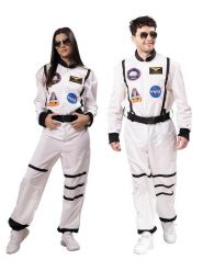 Party x People Kombinezon kostiumowy "Astronaut" w kolorze białym ze wzorem rozmiar: XL. Białe kombinezony damskie Party x People, xl, bez wzorów, z tkaniny, bez kołnierzyka, bez ramiączek. Za 105.38 zł.
