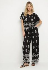 Czarny Bawełniany Komplet Koszula i Szerokie Spodnie w Stylu Boho Ollirive. Czarne koszule damskie Born2be, z aplikacjami, z bawełny, boho. Za 64.99 zł.