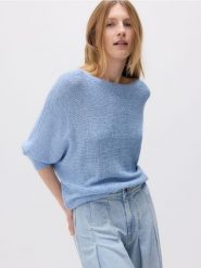 Sweter kimono - jasnoniebieski. Niebieskie swetry klasyczne damskie Reserved, l, z dzianiny, bez kołnierzyka. W wyprzedaży za 39.99 zł.