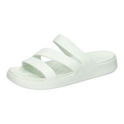 Klapki Crocs Getaway Strappy W Damskie. Niebieskie klapki damskie Crocs, bez wzorów, bez obcasa. Za 174.75 zł.